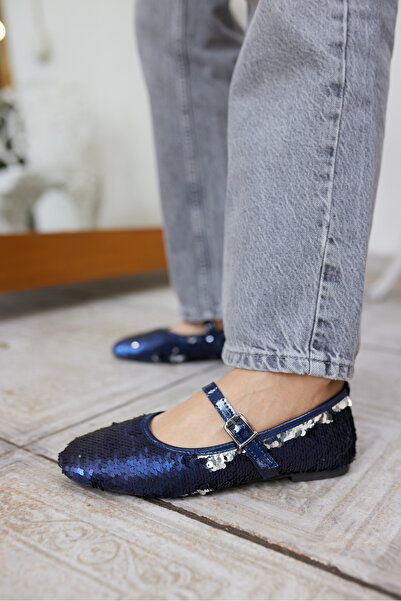 ANGELİNA JONES Chimy Women's Navy Blue Packed Ballets