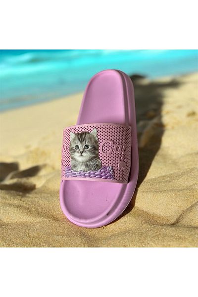 Lion Pool Beach Sea Cat Figure Daily Use Girl's Slippers