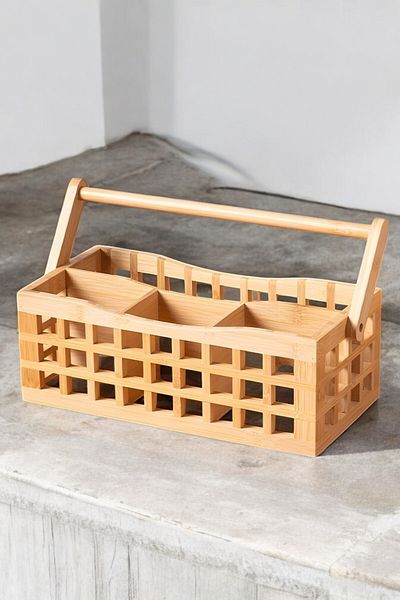 Mirilliahome Bamboo Cutlery Organizer - Καλάθι μπαμπού με 4 θήκες