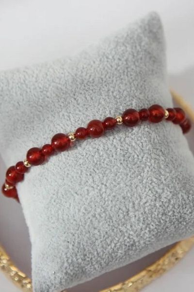 NBS Beautiful Naturel Stones Red Agate Natural Stone Handcrafted Design Bracelet 8 and 6 mm