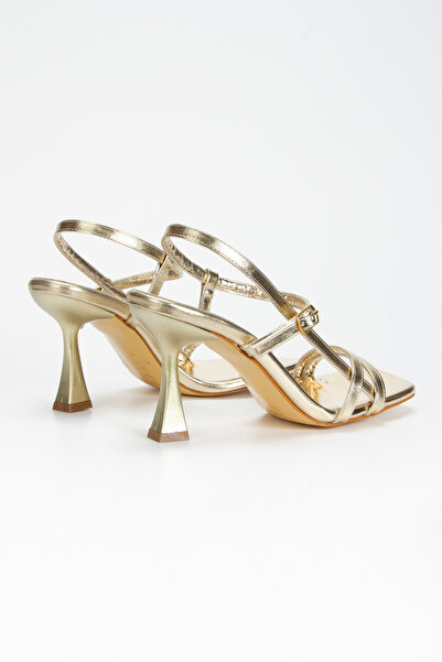 Miss Mitto Γυναικεία χρυσά μεταλλικά βραδινά παπούτσια φορέματος με ρυθμιζόμενο αστράγαλο και κομψή λεπτομέρεια