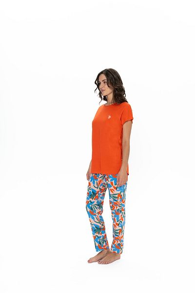 U.S. Polo Assn. Set pijama pentru femei, licențiat, USPA, (portocaliu), bumbac