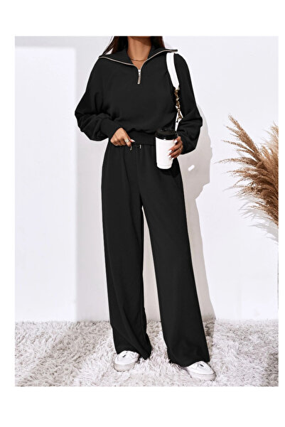 CAONNES Μαύρο μεγάλο μέγεθος αθλητικό παντελόνι με ελαστικό και άνετο ύφασμα ...