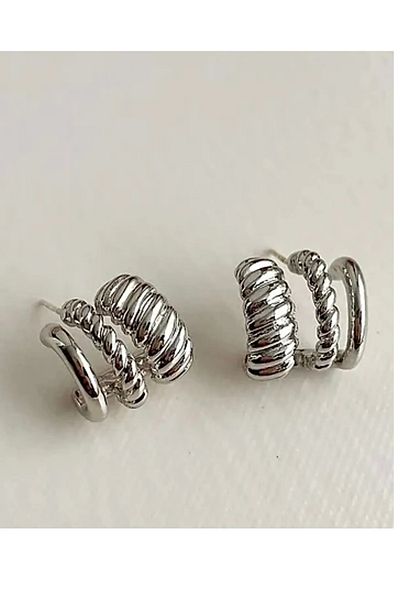 mos&more Silver Multiple Look Hoop Women's Earrings