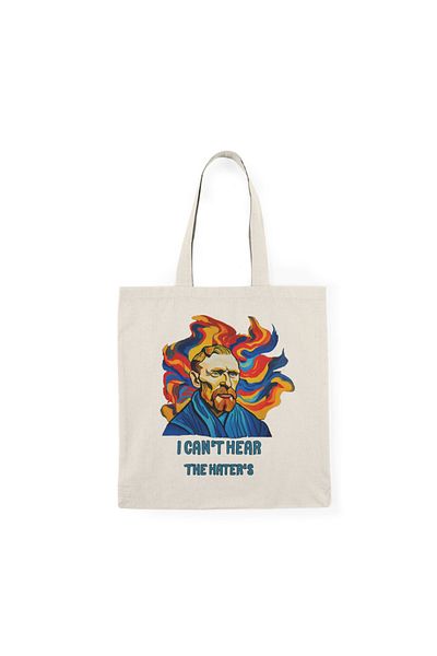 IVART Δεν μπορώ να ακούσω το The Hater's -Van Gogh Printed Organic Gusseted Raw Cloth Bag