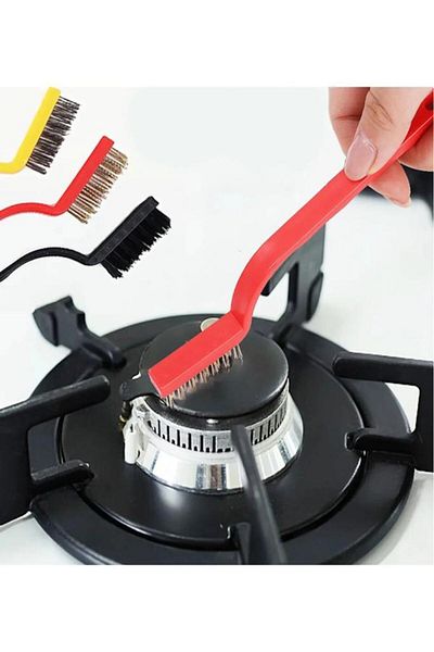 jetfast 3 Piece Copper Plastic Iron Brush Set - Multi-Purpose Stove Cleaning
