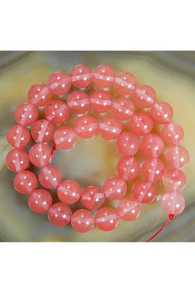 SESİKA HOBİ Orijinal Doğal Taş A Kalite Gül Kuvars Küre Kesim 8 Mm 1 Dizi Ort...