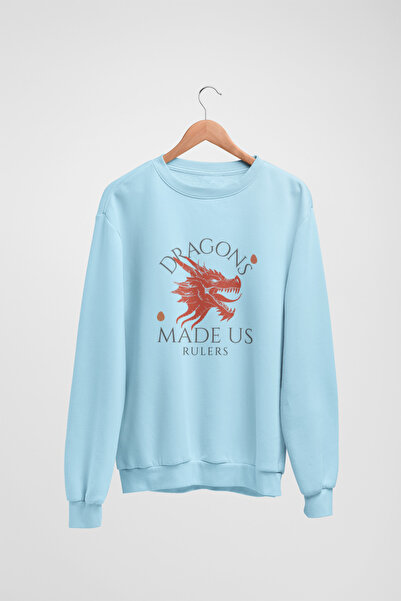 Butik سويت شيرت برقبة دائرية وأكمام طويلة للجنسين مطبوع عليه DRAGONS