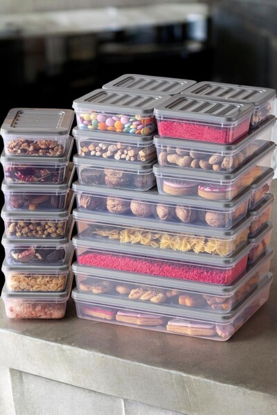 Mirilliahome Set of 24 Grey Microwave and Freeze Refrigerator Storage - Refri...