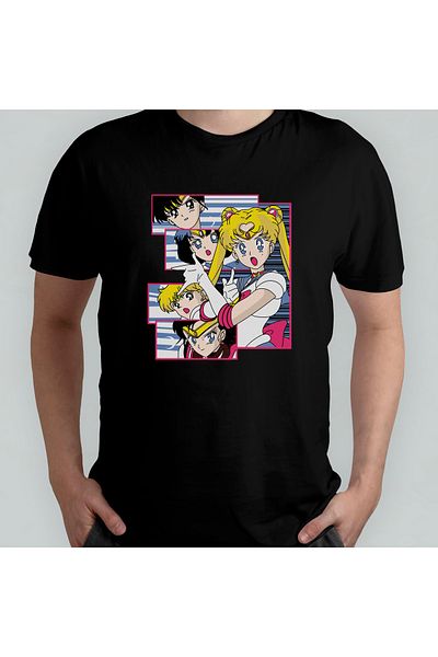 Pixxa Μπλουζάκι Sailor Moon Moon Warrior με μοτίβο 100% βαμβακερό με λαιμόκοψη - Μοντέλο 1