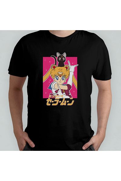 Pixxa Μπλουζάκι Sailor Moon Moon Warrior με μοτίβο 100% βαμβακερό με λαιμόκοψη - Μοντέλο 6
