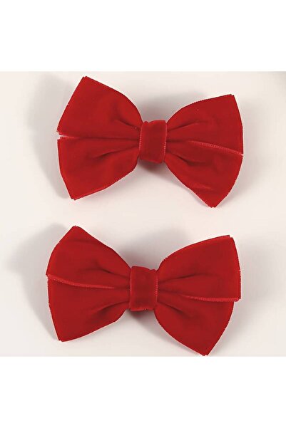 MutluBiDünya 2 Adet Kırmızı Kadife Pens Toka