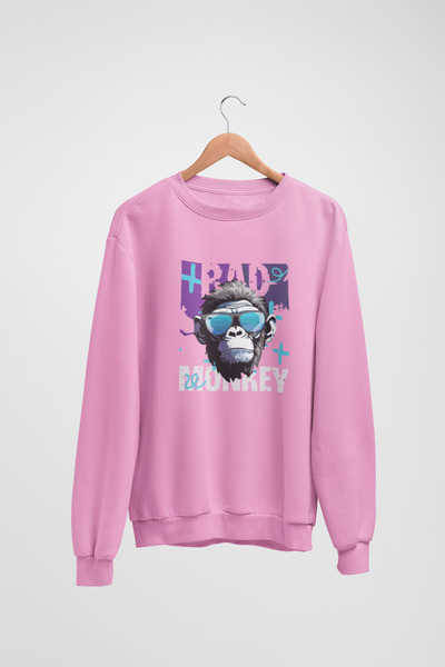 Butik Φούτερ με μακρυμάνικο μονόχρωμο σχέδιο MONKEY Transfer με τύπωμα