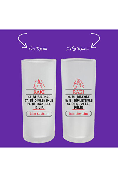 Ceymas Hediyelik İsme Özel Rakı Bilenle Dinleyenle Güzelle İçilir Baskılı Rak...