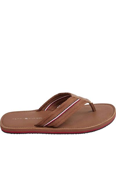 Tommy Hilfiger Brown Flip Flops Mens Shoes