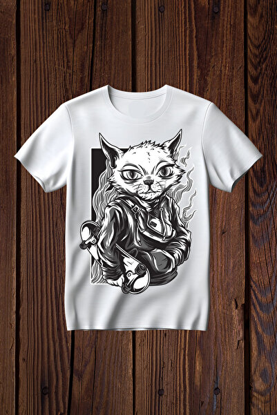 Wish BF Skater Cat cu imprimeu supradimensionat tricou