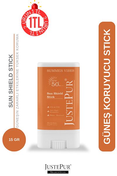 JUSTEPUR Face Sun Cream - Water Resistant, Spf 50+ Pa++, Uva Uvb High Protection, 15 Gr Twist Sun Shield Stick