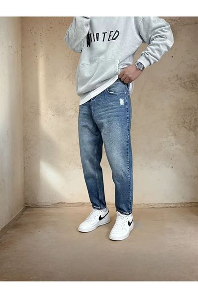 OHEPMODA Boyfriend Pantaloni de blugi pentru bărbați cu potrivire confortabilă