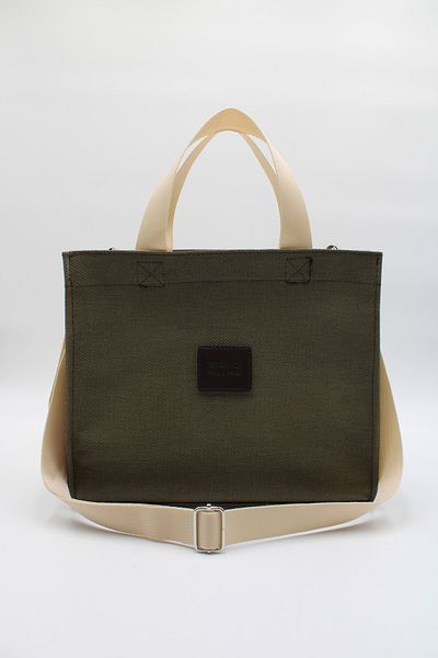 LASSO Women's Khaki Waxed Canvas Fabric Hand and Shoulder Bag