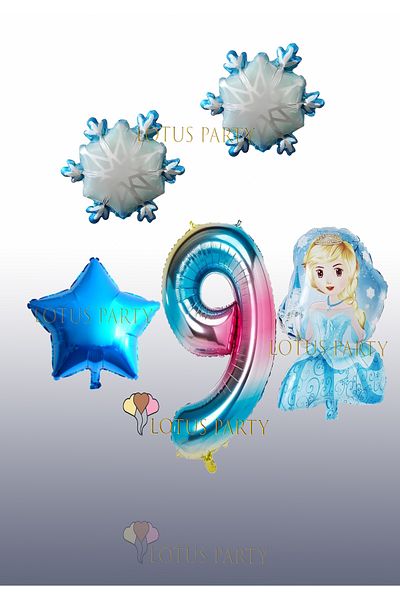 LOTUS PARTY Σετ μπαλονιών με θέμα Snowflake Princess - Crystal Foil Balloon Princess Girl Foil Balloon Age 9