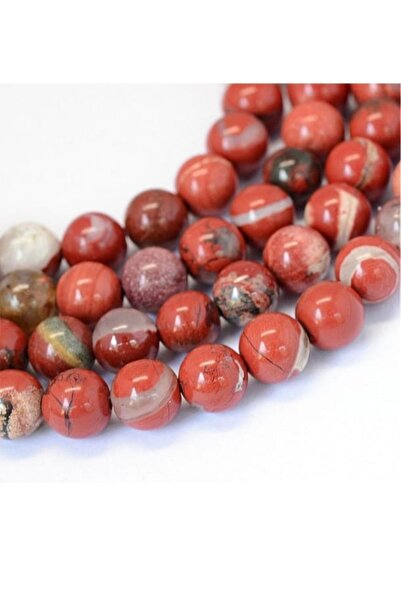 SESİKA HOBİ Orijinal Doğal Taş A Kalite Kırmızı Rodonit 8 Mm 1 Dizi Ortalama ...