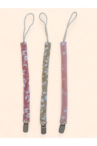 runbaby Run Baby Patterned Muslin Pacifier Strap 3 Pieces