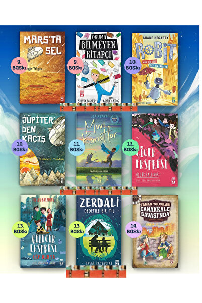 Genç Timaş 4.5.6.Sınıf 9kitap-Marsta Sel,Okuma Bilmeyen Kitapçı,Jüpiterden Ka...