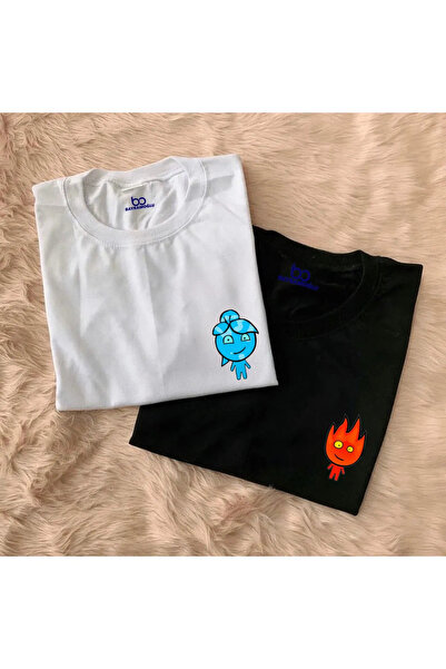 Wish BF Tricou combinat pentru femei și bărbați oversize 2 buc alb-negru cu i...