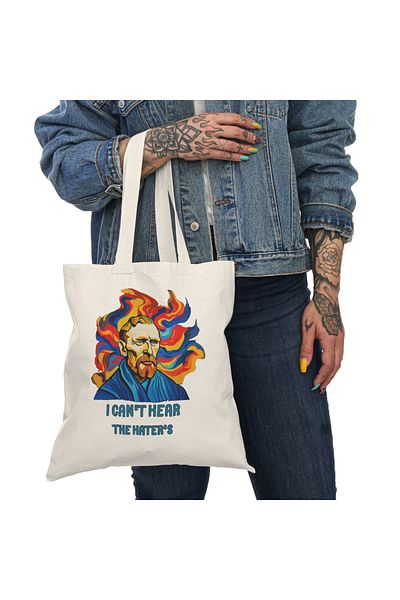 IVART Δεν μπορώ να ακούσω το The Hater's -Van Gogh Printed Organic Gusseted Raw Cloth Bag
