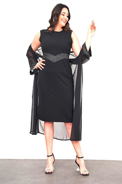 Şirin Butik Γυναικείο σετ βραδινό φόρεμα σιφόν και λεπτομέρειας από σιφόν και λεπτές ρίγες