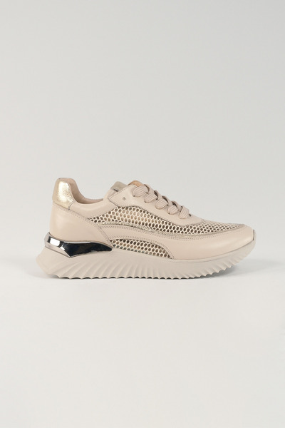 Velune Eleonora Bej Deri Kadın Sneakers, Hakiki Deri, Günlük Ayakkabı, Spor A...