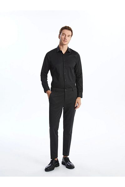 LC Waikiki Ανδρικό πουκάμισο LCWAIKIKI Formal Black Slim Fit μακρυμάνικο ποπλίνα
