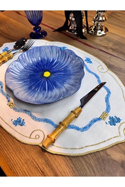 ref crea Set de 2 farfurii Herend Ecru - Albastru