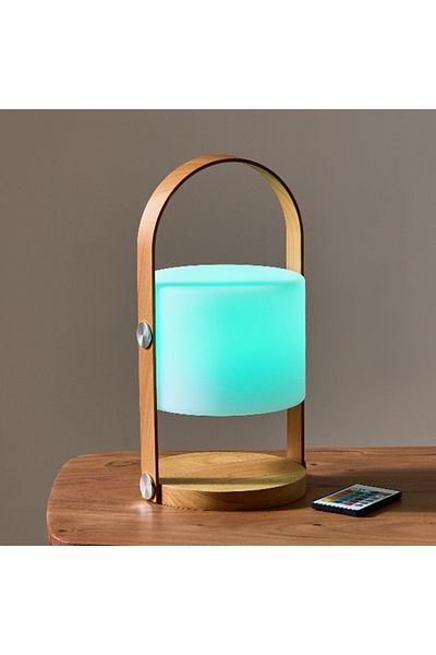 Home Box Solin Lamp with Wooden Handle and Battery 5h - 17x32 cm