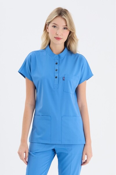 uçak iş giyim Royal Blue PETRA Premium Lycra Fabric Single Top Bluză medicală...