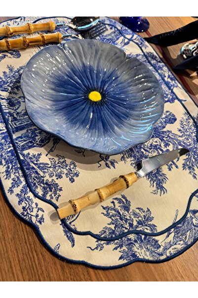 ref crea Blue Toile De Jouy - Set de 2 farfurii americane