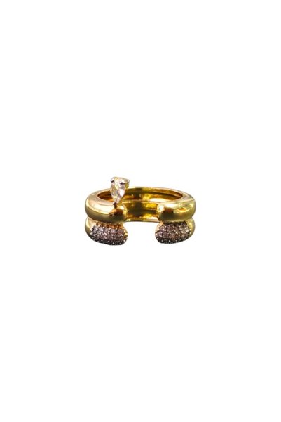 staınless steel Gold Zirkon Taş Yüzük