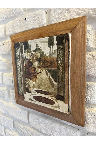 woodhomeworks Панел за картина с масивна рамка от естествен камък и мрамор 26x26 см