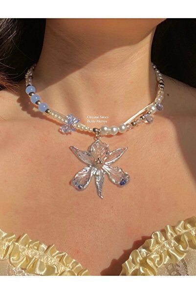 bettymettys Gümüş Tohumlu Mavi Orkide Özel Tasarım Çelik Fairycore Coquette K...