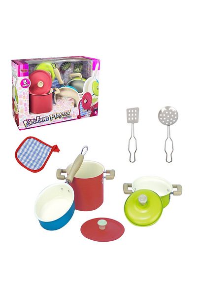 welcomein 8 Piece Pink Toy Pots Set - Realistic Design