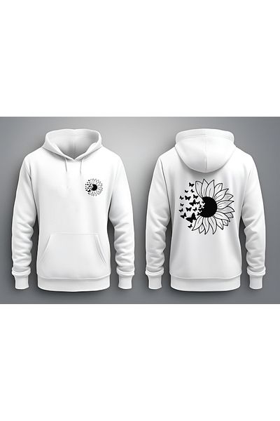 CDA White Butterfly&Flower Unisex Sweatshirt