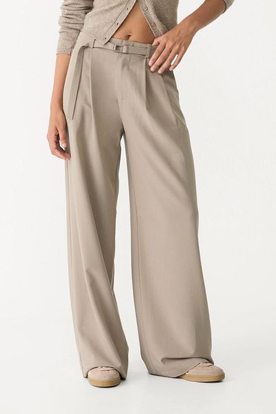 Stradivarius Smart wide-leg trousers with buckle detail