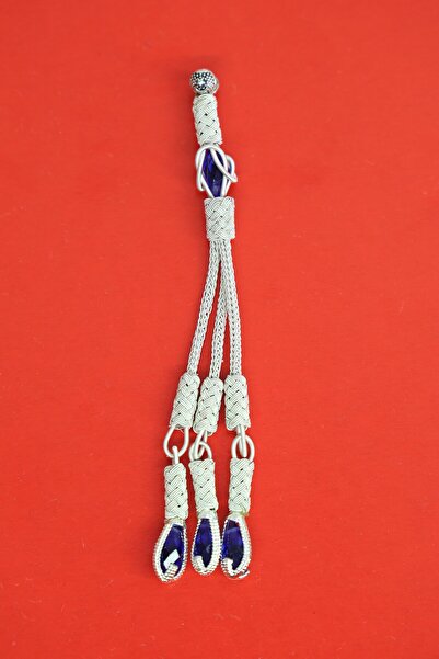 Black Sea Port Özel Tasarım 3 kamçılı Mavi Zirkon Taşlı El Örmesi Kazaz İmame Püskül