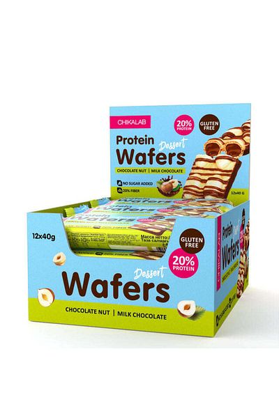CHIKALAB Protein Wafer, Chocolate Dessert, Box of 12 Pieces