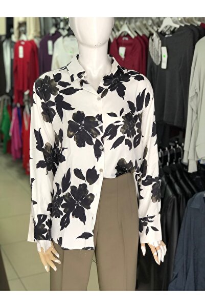 KAROL Çiçek desenli salaş Saten gömlek