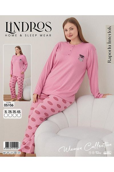 BEYAZTOPTAN Quality & Stylish Battal Rapored Interlock Long Sleeve Pjamas Suit