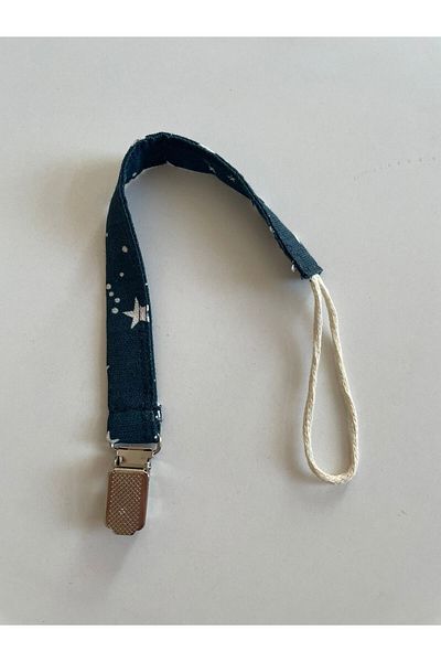 runbaby Run Baby Navy Blue Star Muslin Pacifier Strap
