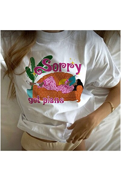 Jose Clothing Women's White Self Patterned Crew Neck Oversize Cut T-Shirt