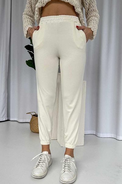 Mine Tan Butik Ecru Jogger Sweatpants - Ελαστικό πόδι και τσέπες