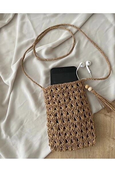 MY VİNTAGE Плетена сумка для телефону, ручна робота, паперова мотузкова сумка